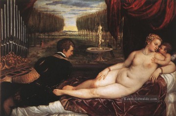 Venus mit Organist und Amor Nacktheit Tizian Ölgemälde